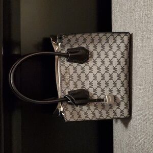 Michael Kors Monogram Black and Tan Satchel